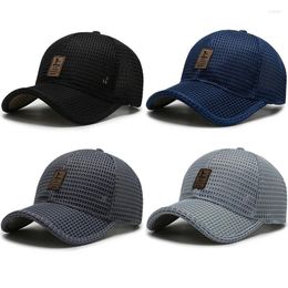 Ball Caps 2024 Summer Women Men Mesh Baseball Cap Solid Snapback Label Stick Sunhat Outdoor Breathable Hip Hop Hats Casquette