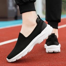 Walking Shoes Men Fitness Summer Mesh Sports Outdoor Flats Light Non-slip Breathable Sneakers Black Soft Loafers Size 39-45