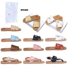 Designer Sandals Luxury Women's Woody Clogs Mule Flat Sandals Slide Letter Loafers Slippers Women's Slippers Summer Beach Platform Canvas Herringbone Shoes 468