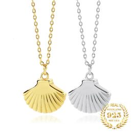 Matal Shell Pendant Necklaces for Women Summer Jewelry Set Bohemian Scallop Choker Necklace Sterling Silver 925 Party Gift 240305