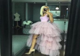 Skirts Pink High Low Tulle Women Chic Tiered Ruffle Tutu Puffy Floor Length Formal Party Custom Made7134675