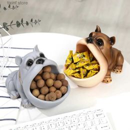 Decorative Objects Figurines Creative French Bulldog Candy Box Statue Dog Animal Figurine Shoe Cabinet Key Storage Box Living Room Home Decoration Gift T240309