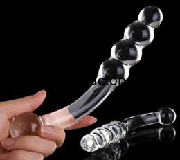 Massage Crystal Glass Dildo Beads Butt Plug Anal GSpot Fake Penis Massager Masturbation Adult Sex Toys For women285g6893314