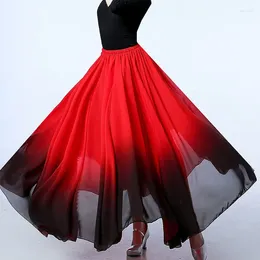 Stage Wear Spain Flamenco Dance Chiffon Skirt For Women Performance Dancing Skirts 180/360/540/720 Degree Costumes Female Red Black