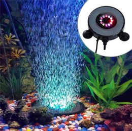Whole 7colors Waterproof LED Light Multi Colour Fish Tank Lamp Submersible Mini Aquarium Lights Bubble Aeration Disc lighting6714834
