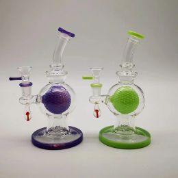 Newest Heady Glass Bong Showerhead Perc Hookahs Glass Water Pipe Ball Style Oil Dab Rigs Green Purple Thick Bongs 14mm Joint With Bowl ZZ