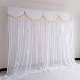 10x10ft Ice silk elegant wedding backdrop curtain drape wedding supplies curtain drapes background for party event Tied Piped2703