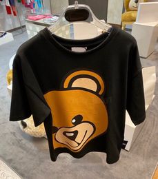 Summer Kids Boys Girls T-shirts Big Cute Bear Printed for Children Baby Short Sleeved Loose Tees Tops Kids Clothing