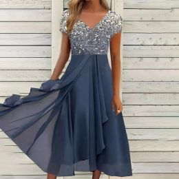 Dress Soft Ladies Dress M4XL Women Summer Dress Short Sleeves Long Dress Summer Printed Loose Dress Casual Wear