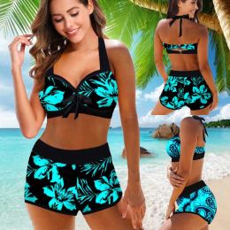 Set 2022 New High Waist Bikini Sexy Swimsuit Women Print Bathing Suit Bikini Set Plus Size Swimwear Female Beach Swimming Suit