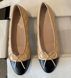 Paris Luxury designer Black Ballet Flats Shoes Women brands Quilted Genuine Leather Slip on Ballerina Round Toe Ladies Dress channel Zapatos De Mujer 45