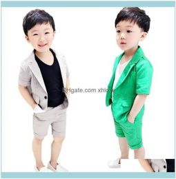 Baby Baby Maternity Kids Summer 2Pcs Short Sleeve Blazer Shorts Boys Formal Suits Childrenwedding Clothing Sets Prom Performance C7840769