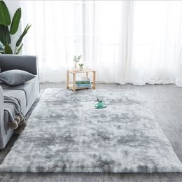 Grey Carpet Tie Dyeing Plush Soft Carpets For Living Room Bedroom Anti-slip Floor Mats Bedroom Water Absorption Carpet Rugs261R