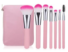 7pcs Pink Makeup Brushes Set with a Leather Bag professional Make up Brush for Eyeshadow Eyelash Foundation Powder Blusher Cosmeti9503678