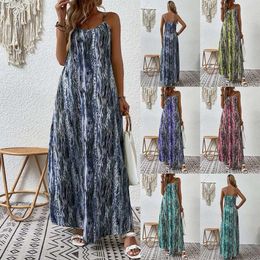 Primavera e verão vestidos casuais roupas femininas elegante vestido de alça impressa para mulher