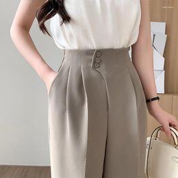 Women's Pants Real S 2024 Spring And Summer Korean Style Small Suit Cropped Ankle-Tied Trousers Straight Skinny Tro