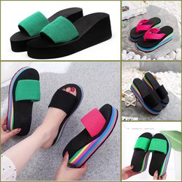2024 GAI Women Sandals High Quality Womens Slides Crystal Calf Casual shoes quilted Platform Summer Beach Slipper low price eur 35-43