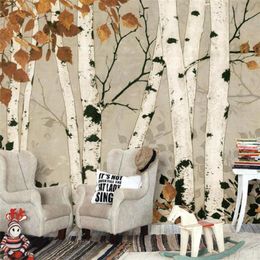 White birch wallpaper 3D wallpapers kids stickers stereo living room bedroom TV background wallpaper mural88001424309049