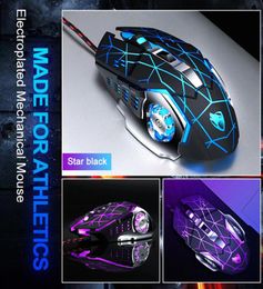 V6 Mechanical Game Mice Wired Computer ESports Game CF LOL Mouse Hand Epacket328d4009384