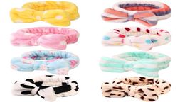 Shower Headband Bowknot Turban Dot Striped Hairbands Coral Fleece Leopard Head Wrap Spa Make Up Hair Band Hair Accessories 29 Desi1326376