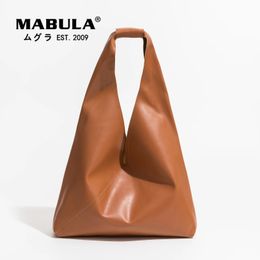 MABULA Trigle Shape Shoulder Purse for Women Japanese Style Pu Leather Hobo Bag Lightweight Top Handle Simple Stylish 240305