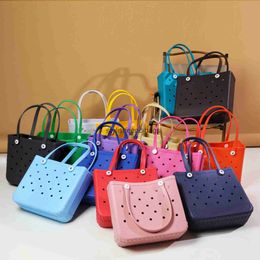 Evening Bags Extra Large Boggs Beach Bag Summer EVA Basket Womens Picnic Handbag Hole Waterproof Shopping Shoulder H240309