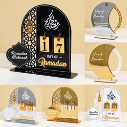 Ramadan Countdown Calendar Acrylic Eid Mubarak Ornament Kareem Decoration For Home Islamic Muslim Party Decor Gifts 240301