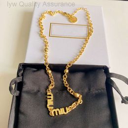 Designer miuimiui Necklace Miss Miao 23 Spring/summer New Metal Necklace Light Luxury Miu Letter Necklace Small Fragrant Wind Network Red Same High Edition
