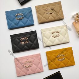 Luxury Mini 19 Caviar Designer Wallets Card Holder Shiny Pearly Grained Calfskin Quilted Classic Card Pack Gold Meat Hardware Purs2539