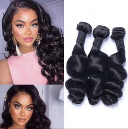Human Hair Wefts Loose Wave Indian Natural Color 3 4 Bundles Double Weft for Black Women6055285