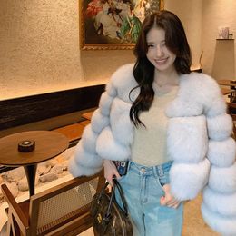 Finnish Full Skin Fox Grass Coat For Women With Small Stature, Short Style, Slim Appearance, High Waist Fur Coat, Winter 2023 225627