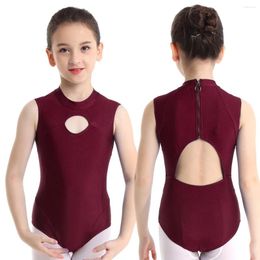 Stage Wear Kids Girls Dancewear Sleeveless Zipper Back Ballet Gymnastics Leotard Children Competition Performance Dance Costume