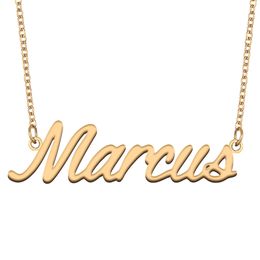 Marcus name necklace pendant Custom Personalized for women girls children best friends Mothers Gifts 18k gold plated Stainless steel