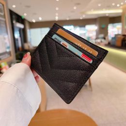 2022 new fashion Card Holders caviar woman mini wallet Designer pure Colour genuine leather Pebble texture luxury Black wallet Y2212572