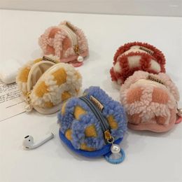 Keychains Colourful Waffle Furry Small Bag Keychain For Keys Storage Women Fashion Earphone Pendant Cute Plush Keyrings