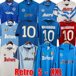 1987 1988 Retro Soccer Jerseys 87 88 Coppa Italia SSC Maradona 10 Calcio Napoli kits Classic Vintage Neapolitan Football