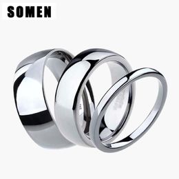 Wedding Rings 3pcs Lot 2 6 8mm Ring Set Pure Silver Colour Tungsten Couple Engagement Lovers Jewellery Bands Alliance Anel249M
