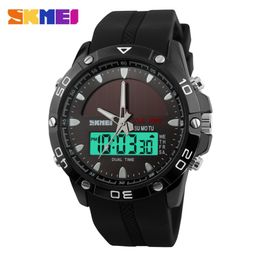 SKMEI Solar Power Sport Watch Men Dual Display Digital Watch 50M Water Resistant Chronograph Male Clocks relogio masculino 1064 X0235Z