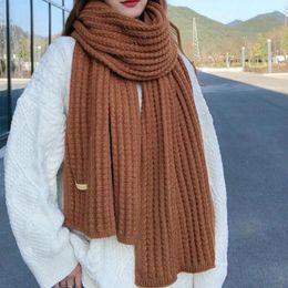 Scarves Versatile Winter Scarf Solid Colour Japanese Style Knitted For Women Windproof Cosy Neck Wrap With Thickened