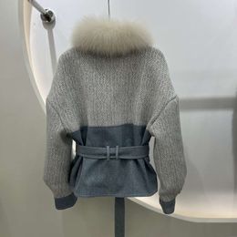 Haining Winter New Fox Hair Denim Women's Mid Length Down Parker Fur Coat 201855