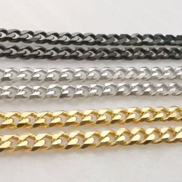 Lot 5meter in bulk 5MM black silver gold stainless steel Curb Link Chain findings jewelry marking DIY necklace bracelet290G