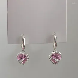 Dangle Earrings S925 Silver Needle Crystal Love Heart Drop For Women Girls Ear Accessories Y2K Jewelry Eh616