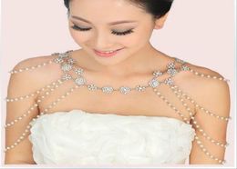 New Style Epaulet Jacket Crystal Jewelry Necklace Earrings Sets Wedding Bridal Dresses Dress6537844