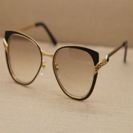 Whole 6338248 New womens sunglasses Cat Eye lenses High quality men Glasses driving glasses C Decoration gold frame Size5276n