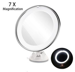 7X Magnifying Makeup Mirror Cosmetic LED Locking Suction Cup Bright Diffused Light 360 Degree Rotating Cosmetic Makeup1990570