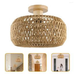 Ceiling Lights Woven Lamp Light Fixture Bathroom Rattan Flush Paper Rope Balcony Home LED