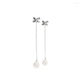 Dangle Earrings Natural Freshwater Pearl Fringed For Women 2024 Asymmetric Real 925 Sterling Silver Fashion Fine Jewellery Gift Wholesale