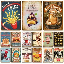 Metal Painting Vintage Wall Posters Plaque Painting Art Decor Accessories Retro Diner Tin Sign Poster Metal Sign Decorative Wall Plate Kitchen T240309