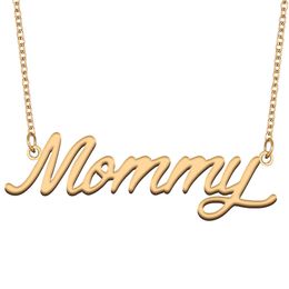 Mommy Name Necklace Custom Nameplate Pendant for Women Girls Birthday Gift Kids Best Friends Jewellery 18k Gold Plated Stainless Steel