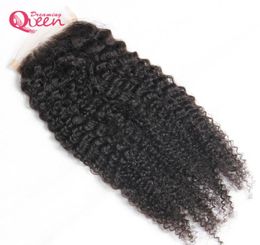 Mongolian Afro Curly Lace Closure Mongolian Human Virgin Hair Closure Bleached Knots 4x4 Hair Closure Natural Colour Can be dyed7916541